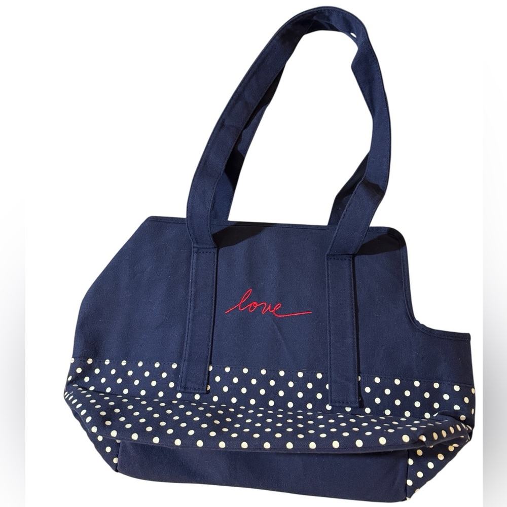 ED by Ellen Degeneres Love Embroidered Navy Canvas Pet Carrier - Picture 2 of 5